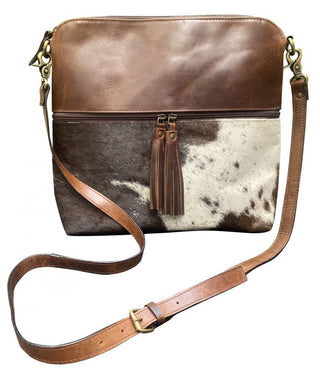 Leather Crossbody Bag with hair on cowhide accent