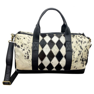 Hair on Cowhide Black and White Duffle Bag